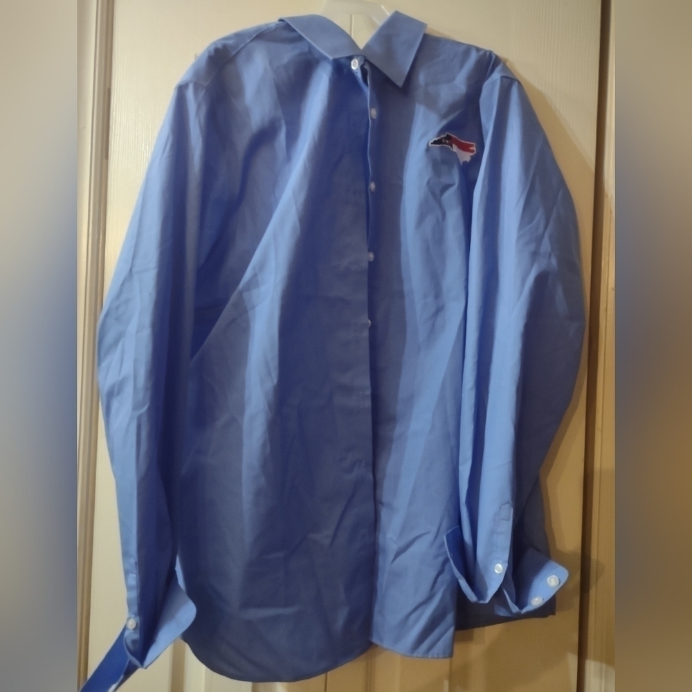 Light Blue Lands End Men's button-down long sleeve shirt North Carolina Flag